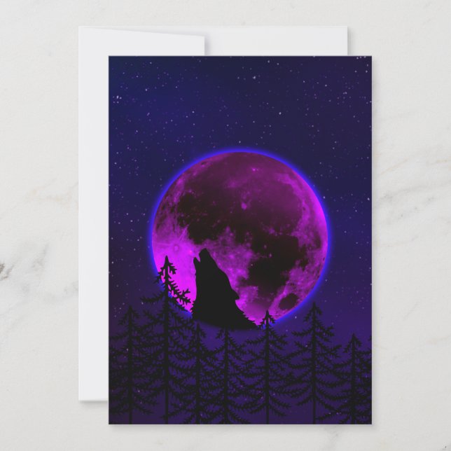 INVITATION LOUP HURLANT LUNE MAGENTA (Devant)