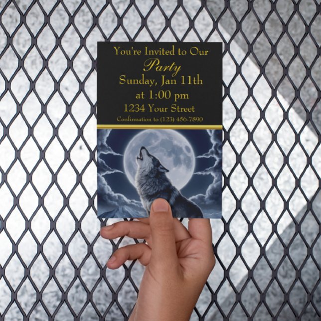 Invitation Loup majestueux sur un sommet enneigé (Créateur téléchargé)