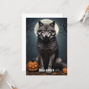 Invitation Loup mystérieux avec art d'Halloween Citrouille