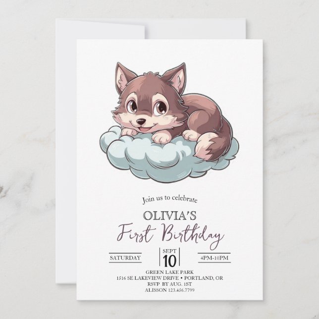 Invitation Loup numérique unique Majestic 1er anniversaire (Devant)