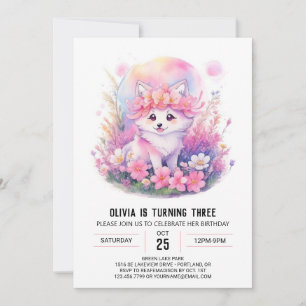 Invitation Loup rose Howl Fille Anniversaire