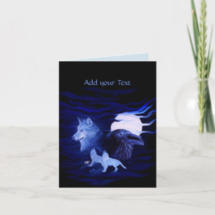 Invitation Loups et corbeau avec pleine lune