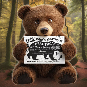 Invitation L'Ours Boho Tribal Anniversaire Wild One!
