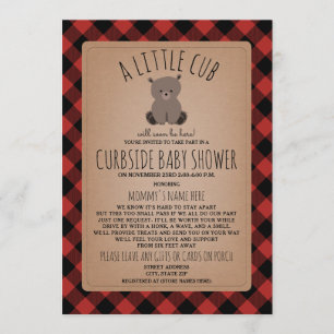 Invitation L'ours de détresse sociale du Baby shower Plaid Cu