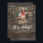 Invitation l'ours rustique fleuri fêtons son anniversaire<br><div class="desc">Un bel ours mignon, des fleurs rustiques et des lampes à cordes invitent à l'anniversaire sur un arrière - plan en bois rustique, avec le côté inverse correspondant. Facile à modifier ou supprimer les champs de texte disponibles pour personnaliser les informations avec vos propres détails pour une finition professionnelle et...</div>