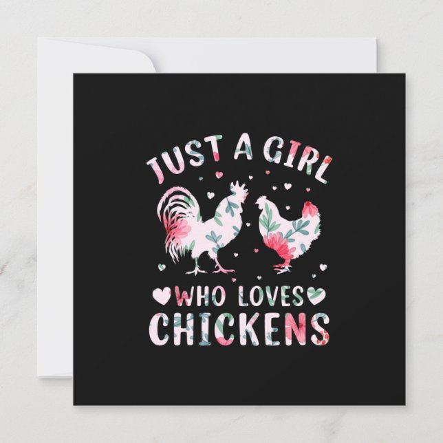Invitation Louvain de poulet | Fille qui aime les poulets (Devant)