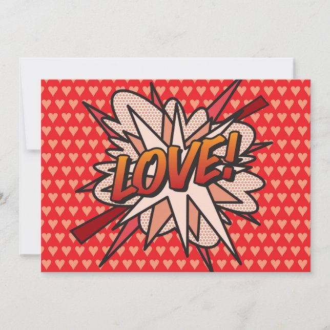 Invitation LOVE Amusant Rétro Bande Dessinée Pop Art (Devant)