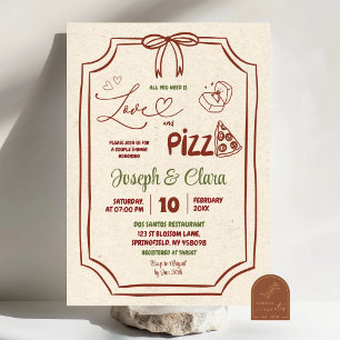Invitation Love and Pizza Coquette Italien Couple Douche