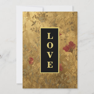 Invitation *~ LOVE AR66 RSVP QR Vintage Gold Mariage