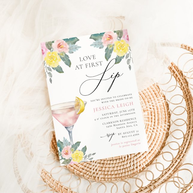 Invitation Love at First Sip Bright Cocktail Fête des mariées (Créateur téléchargé)