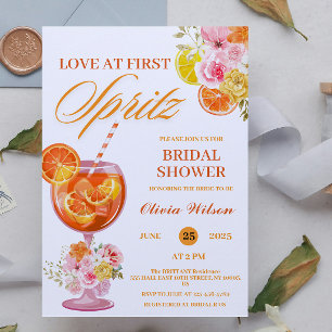 Invitation Love at First Spritz Floral Cocktail Fête des mari