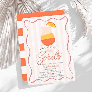 Invitation Love at First Spritz Retro Stripe Fête des mariées