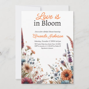 Invitation Love Bloom Fleur sauvage Orange Floral Fête des ma