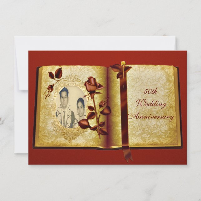 Invitation Love Book 50th Mariage Anniversary Photo (Devant)