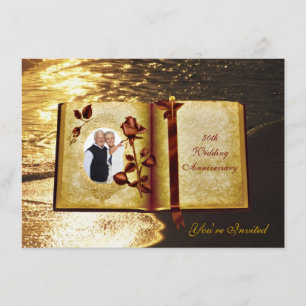 Invitation Love Book 50th Mariage Anniversary Photo Invitatio