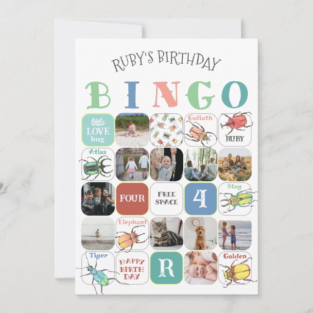 Invitation Love Bugs Party Bingo Game Card (version 1) (Devant)