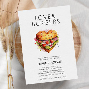 Invitation Love & Burgers Amusant Décontracté Couple Fête des