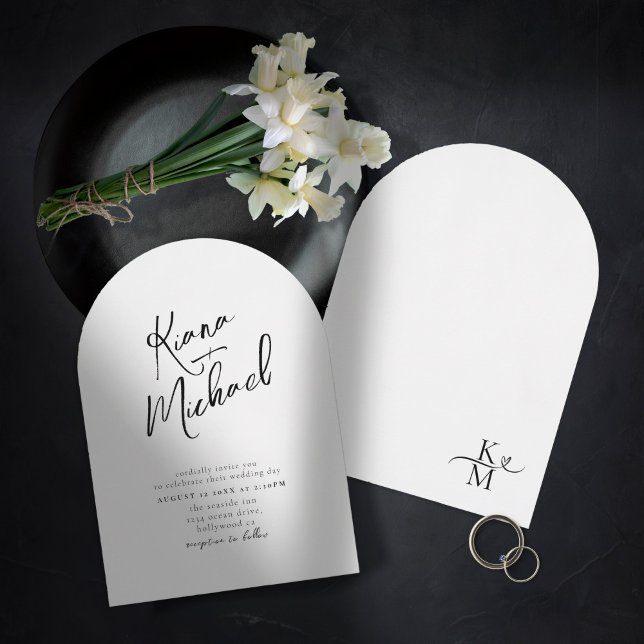 Invitation Love Calligraphy Mariage B&W Arch ID940 (Créateur téléchargé)