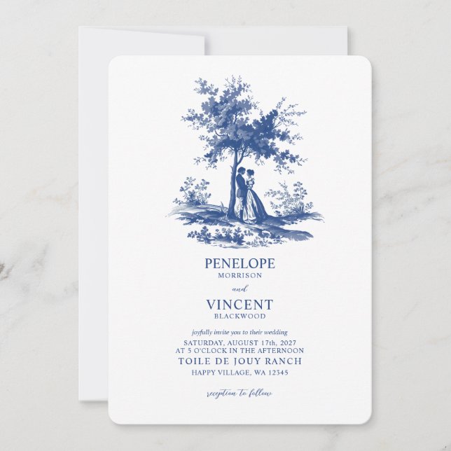 Invitation Love Couple Toile de Jouy  (Devant)