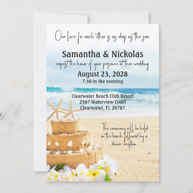 Invitation Love Deep as the Sea Beach Wedding (Devant)