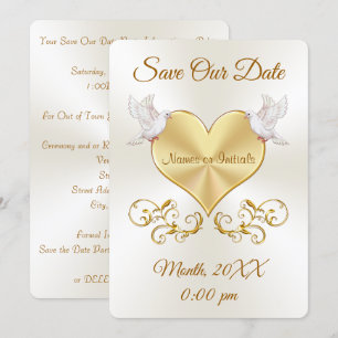 Invitation Love Doves and Heart Wedding Save the Date Cards