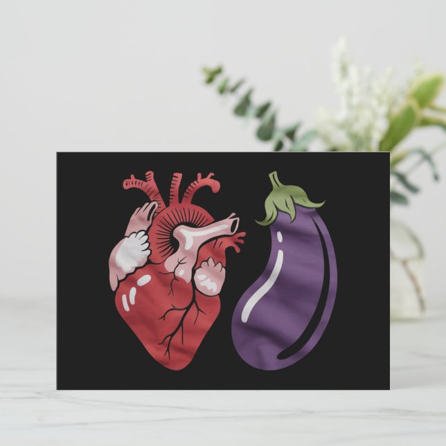 Invitation Love Eggplant Funny Gay pride Humour LGBTQ Plaisan (Debout devant)