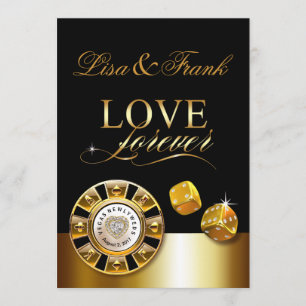 Invitation Love Forever Las Vegas Mariage   noir or
