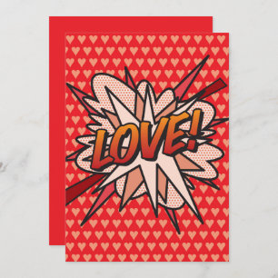Invitation LOVE Fun Retro Comic Book Pop Art