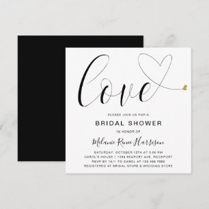 Invitation Love Gold Heart Black White Fête des mariées moder