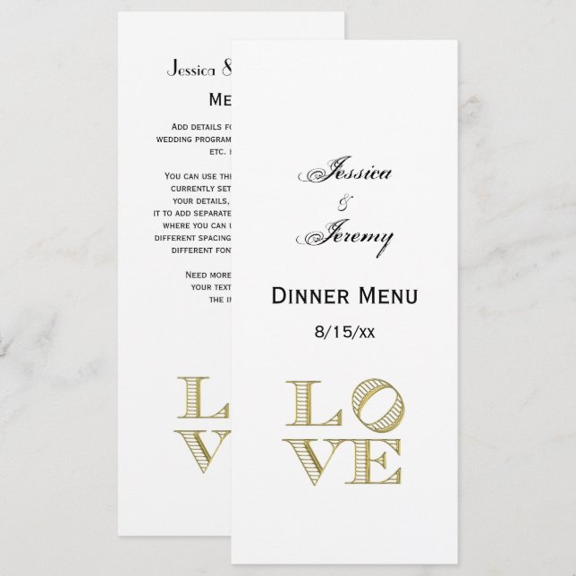 Invitation LOVE Graphic Text - Faux Gold (Devant / Derrière)