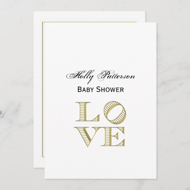 Invitation LOVE Graphic Text - Faux Gold (Devant / Derrière)