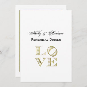 Invitation LOVE Graphic Text - Faux Gold