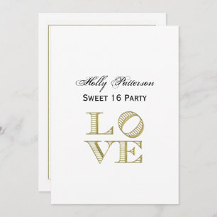Invitation LOVE Graphic Text - Faux Gold