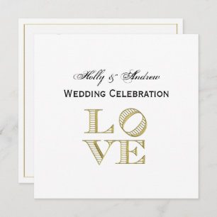Invitation LOVE Graphic Text - Faux Gold