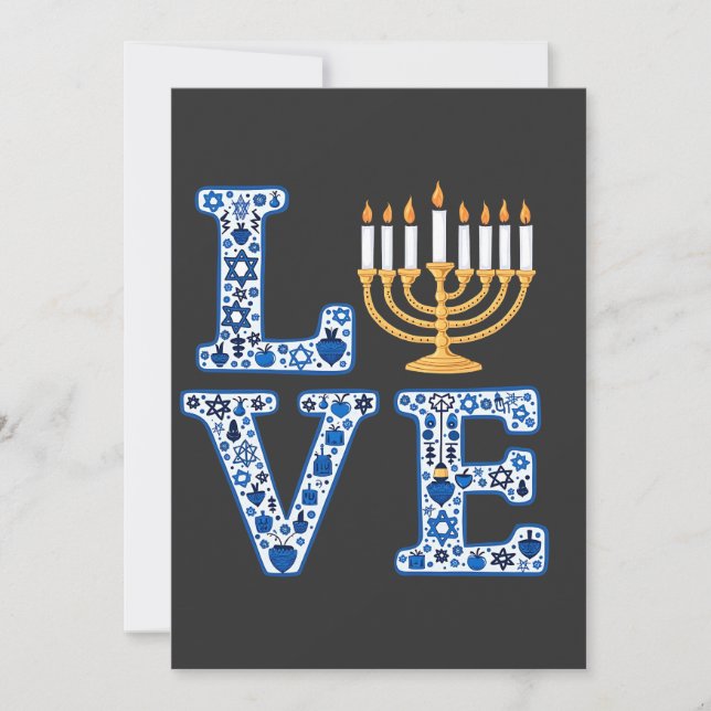 Invitation Love Hanoukka Jewish Holiday Menorah (Devant)