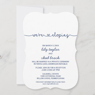 Invitation Love Hearts Réception d'élopement bleu marine
