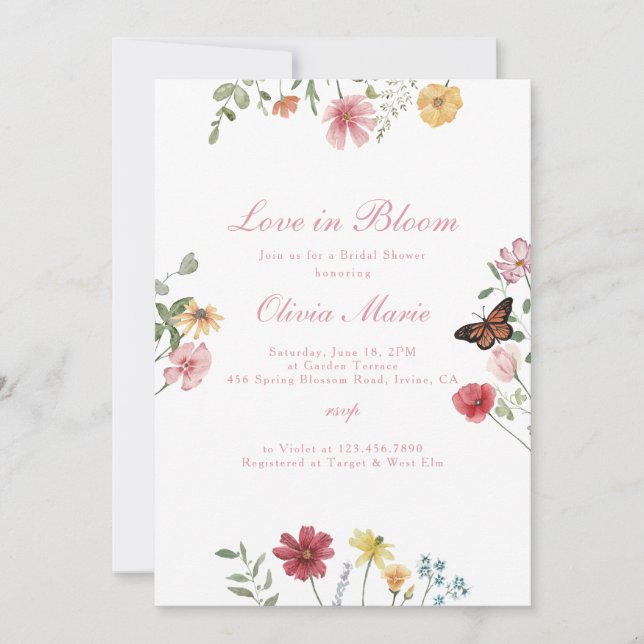 Invitation Love in Bloom Bridal Shower (Devant)