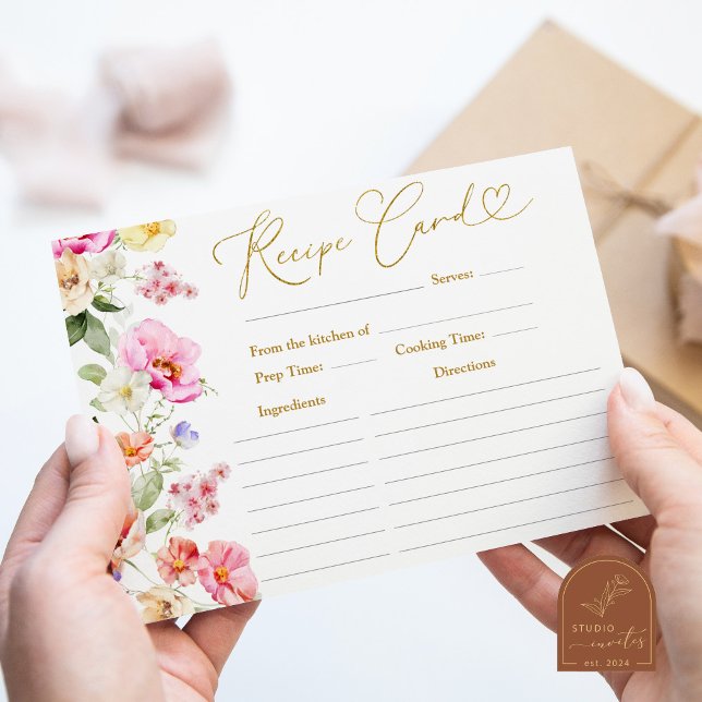 Invitation Love In Bloom Bridal Shower Recipe Card (Créateur téléchargé)