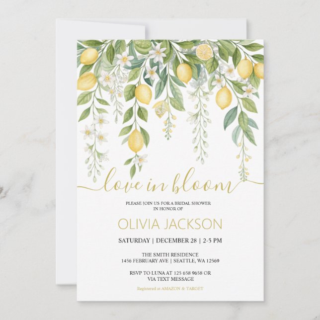 Invitation Love in Bloom | Fête de mariage aux fleurs de citr (Devant)