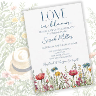Invitation Love in Bloom Fête des mariées Fleur sauvage aquar