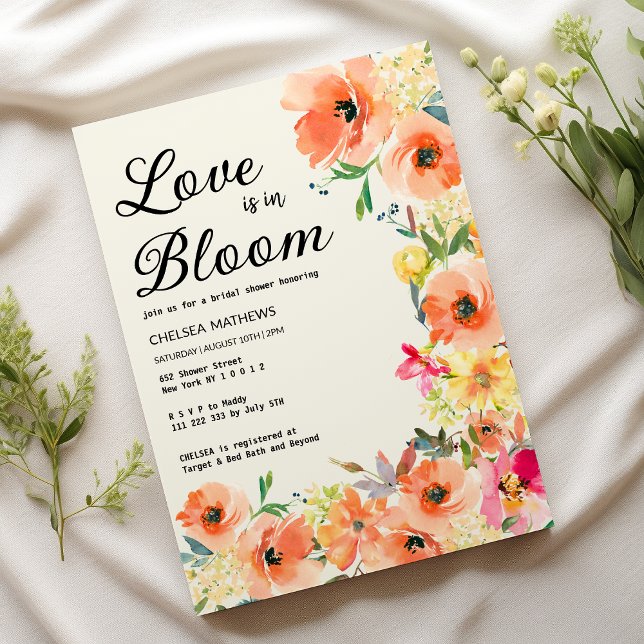 Invitation Love In Bloom Fête des mariées fleurie estivale co (Love In Bloom colorful summer floral Bridal Shower )
