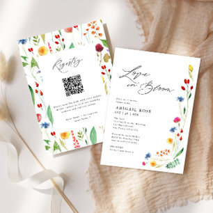 Invitation Love in Bloom Fleur sauvage Fête des mariées, QR C