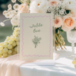 Invitation Love in Bloom Whimsical Handwritten Table One Card<br><div class="desc">Celebrate the upcoming nuptials of your favorite bride-to-be in style with our quirky and whimsical table numbers! This design features a beautiful soft pink hand-drawn squiggle frame in a fun and playful style with a sage green, hand drawn flower bouquet, accompanied by a casual, handwritten font that perfectly captures the...</div>