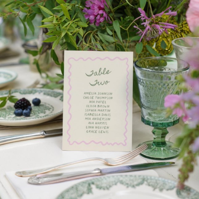 Invitation Love in Bloom Whimsical Handwritten Table Two Card (Créateur téléchargé)