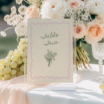 Invitation Love in Bloom Whimsical Handwritten Table Two Card<br><div class="desc">Celebrate the upcoming nuptials of your favorite bride-to-be in style with our quirky and whimsical table numbers! This design features a beautiful soft pink hand-drawn squiggle frame in a fun and playful style with a sage green, hand drawn flower bouquet, accompanied by a casual, handwritten font that perfectly captures the...</div>