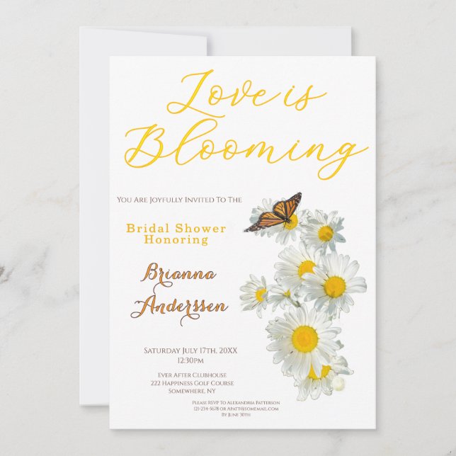 Invitation Love Is Blooming Wildflower Daisy Bridal Shower (Devant)