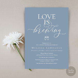 Invitation Love Is Brewing Baby Shower Calligraphie Élégant