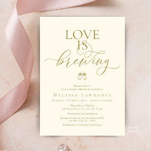 Invitation Love Is Brewing Baby Shower Calligraphie Élégant