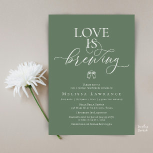 Invitation Love Is Brewing Baby Shower   Écriture Élégante