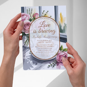 Invitation Love Is Brewing Blush Latte Mariage Petit Déjeuner